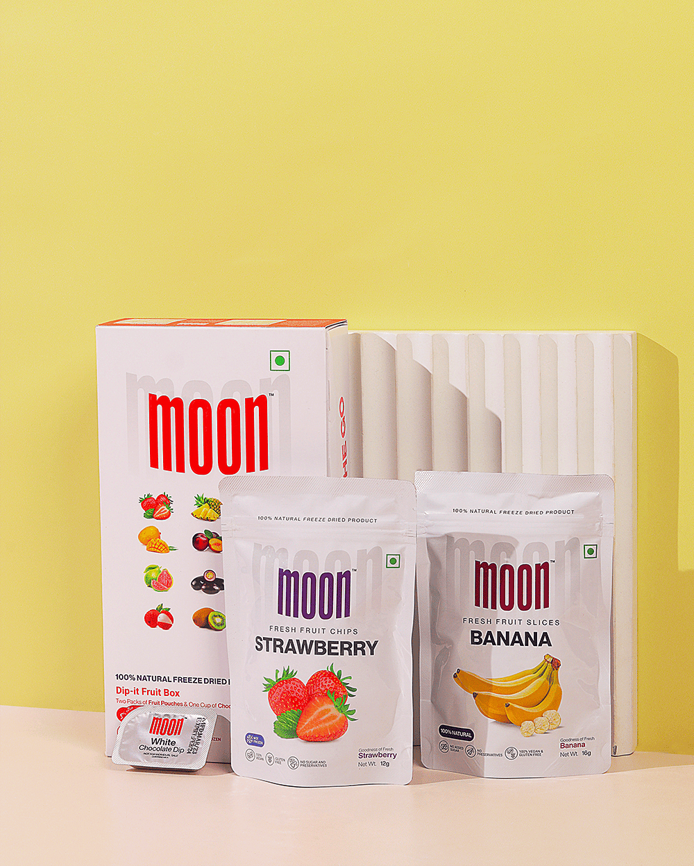 A package of Moon Freeze Dried Second Quarter and berry, produced by MOONFREEZE FOODS PRIVATE LIMITED.