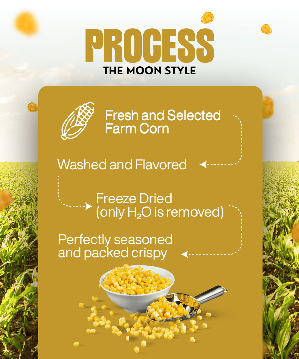 Freeze-Dried Crispy Corn in Gourmet Cheese flavor – the ultimate crunchy snack option.