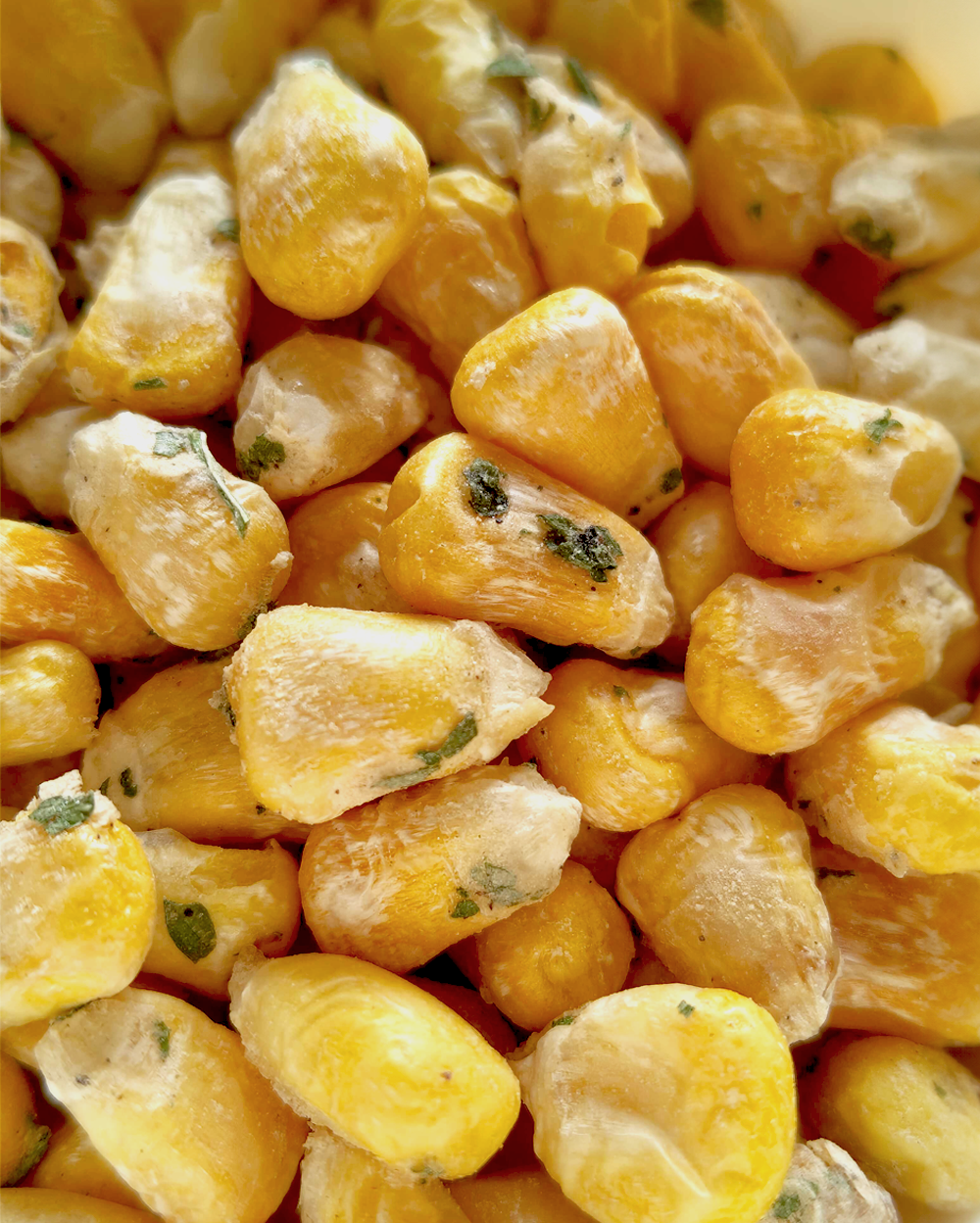 Sour Cream & Onion Freeze-Dried Crispy Corn - Light, crispy snack with bold flavor.