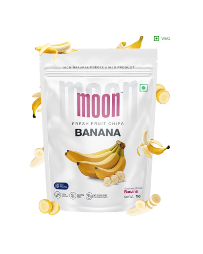 A bag of Themoonstoreindia's Moon Freeze Dried Banana on a white background.
