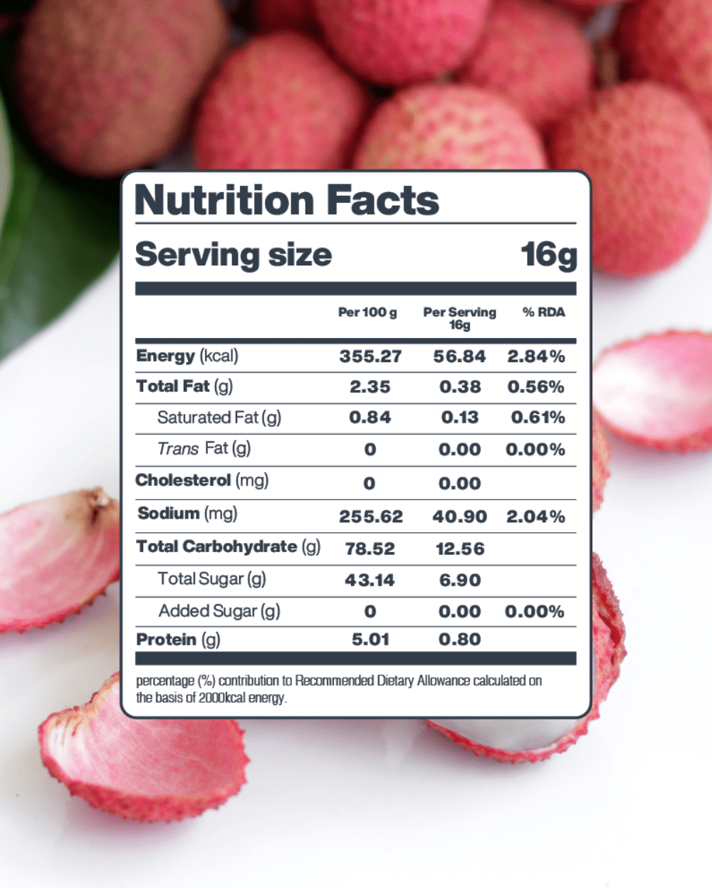 litchi nutritional value per 100g