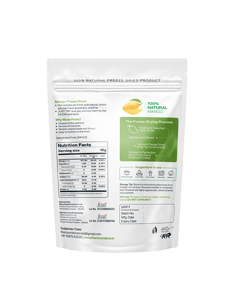 Frozen Dried mango powder