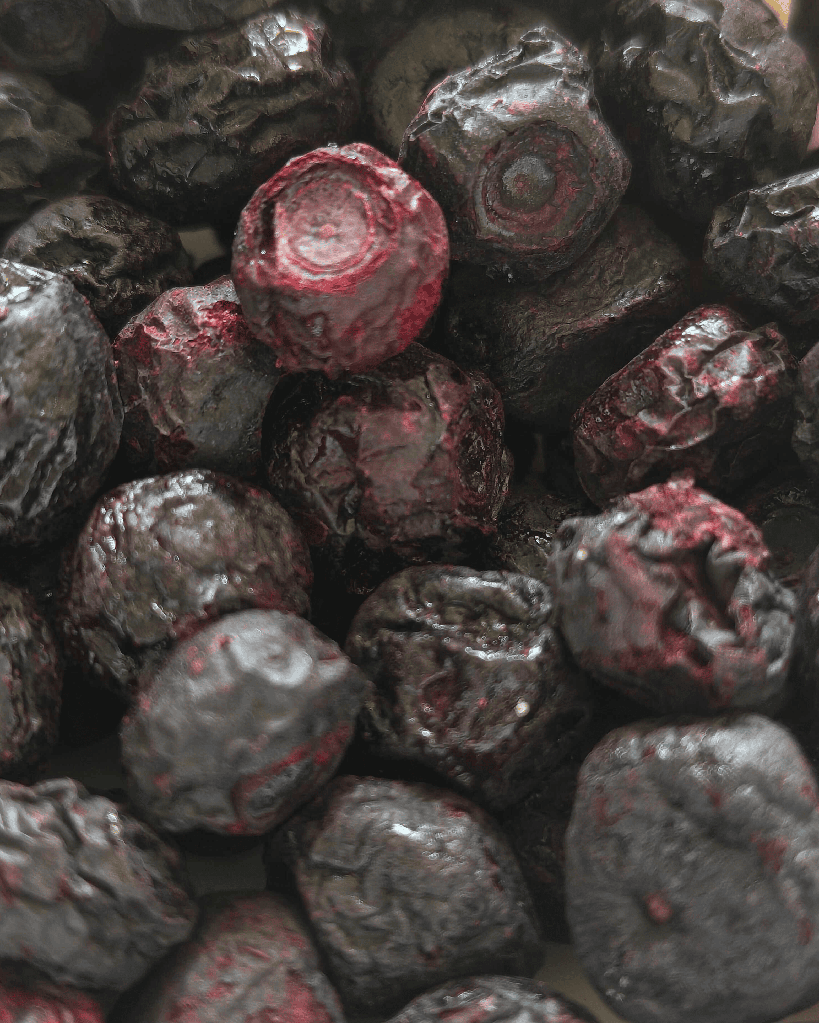 Close-up view of Moon Freeze-Dried Blueberries, highlighting their rich color and natural texture.